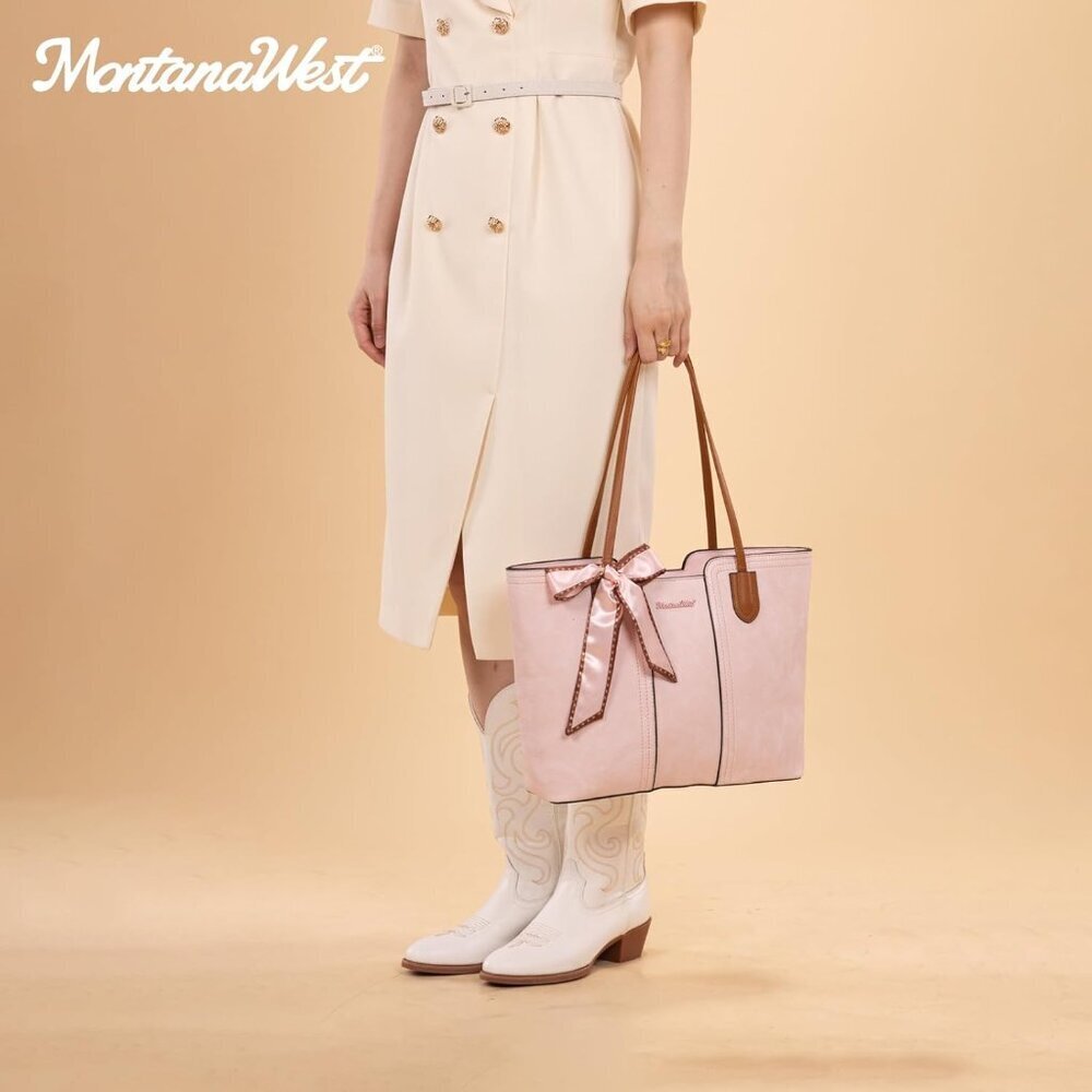 Women Cherry Blossom Coral Orange Imported Vegan Leather Top Handle Tote Bags - Picture 2 of 6